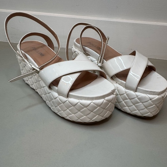 Pollini White Wedge Sandals – Size 7 – Made in Italy - Picture 1 of 17